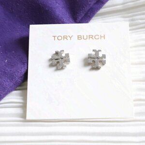 Tory Burch Kira Silver T-Logo Stud Earrings
